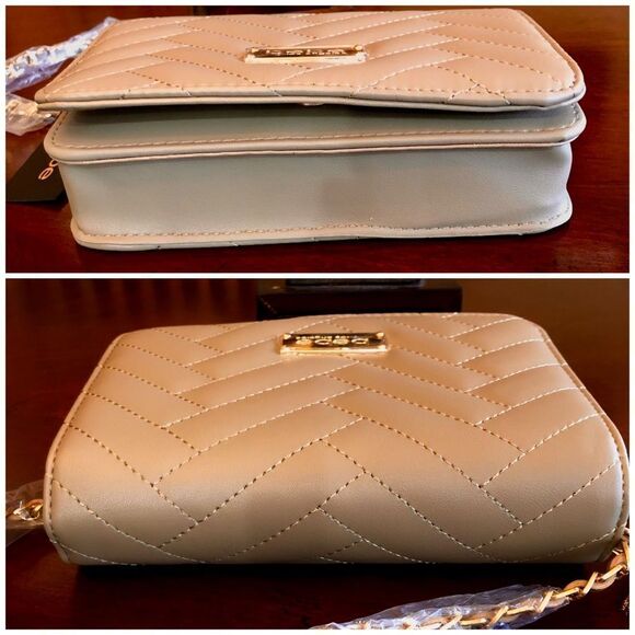 BEBE - NWT - "Sophia" Small Crossbody/Clutch in "Taupe"/Quilted Vegan Leather 👝 - Picture 10 of 15